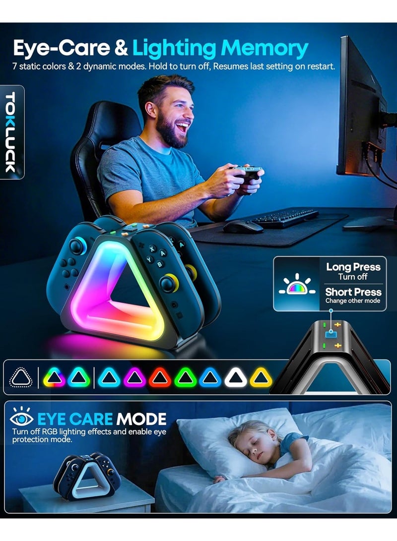 Charging Dock for 2025 Nintendo Joy-Con 2, Fast Charger SW2 Joy-Con Magnetic Charging Station with 7 Light Modes, Enhanced Controller Charger Dock for Nintendo Switch 2 Joy-con Accessories - Image 3